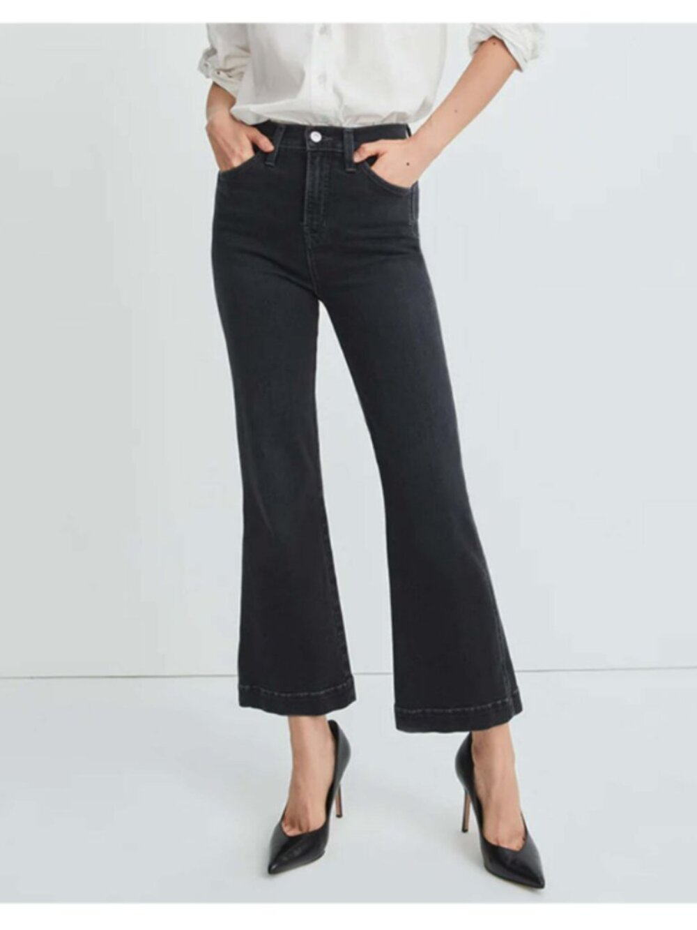 Veronica Beard Carson Ankle Flare Jeans in Washed Onyx Size 27